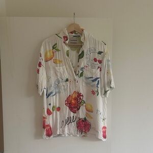Damson Madder Button Down Shirt Lemon Tropical Fruit
